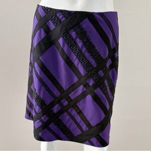 Vintage Nanette Lepore Purple & Black Lace & Ribbon Midi Skirt